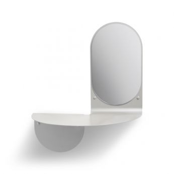 Mirror flip - Specchio con ripiano in metallo di &amp;K Amsterdam, versione grigio