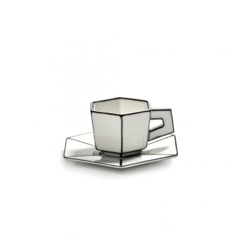 Carte Blanche Espresso Cup - Serax Porzellan-Kaffeetasse mit Untertasse, schwarz - weiß