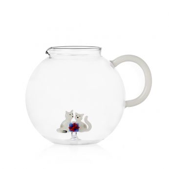 Tabby Cat Jug - Juego de gato atigrado Jug de Ichendorf, modelo Gatos blancos con un regalo azul
