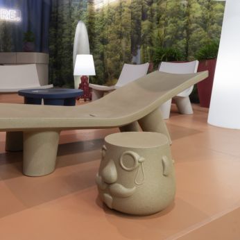 Together Low Table - Table basse coulissante en polyéthylène, également adaptée à un usage extérieur, couleur beige amande